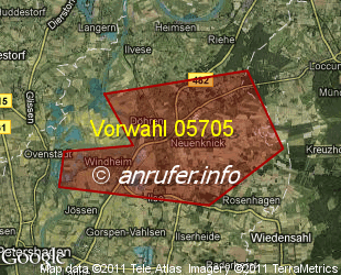 Vorwahlkarte 05705 – Petershagen-Windheim