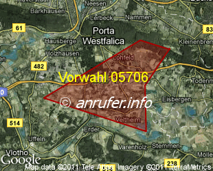 Vorwahlkarte 05706 – Porta Westfalica