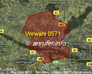 Vorwahlkarte 0571 – Minden Westf