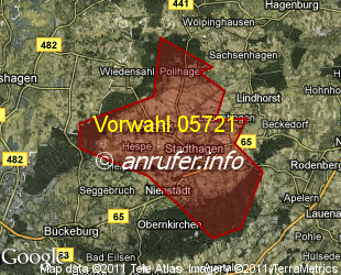 Vorwahlkarte 05721 – Stadthagen