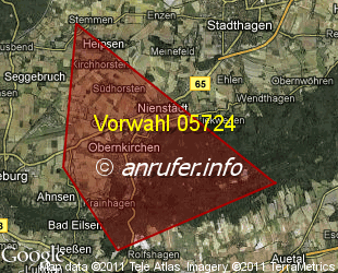 Vorwahlkarte 05724 – Obernkirchen