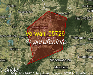 Vorwahlkarte 05726 – Wiedensahl