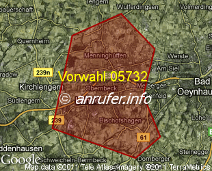 Vorwahlkarte 05732 – Löhne