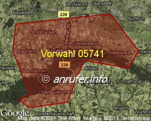 Vorwahlkarte 05741 – Lübbecke
