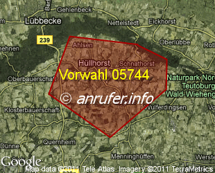 Vorwahlkarte 05744 – Hüllhorst