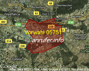 Vorwahlkarte 05751 – Rinteln