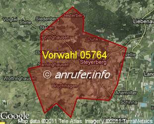 Vorwahlkarte 05764 – Steyerberg