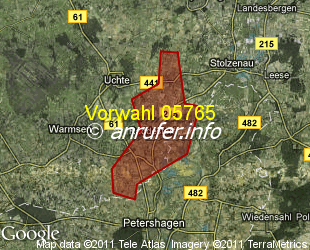 Vorwahlkarte 05765 – Raddestorf