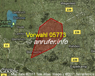 Vorwahlkarte 05773 – Stemwede-Wehdem