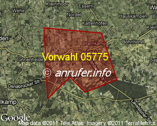 Vorwahlkarte 05775 – Diepenau