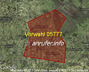 Vorwahlkarte 05777 – Diepenau-Essern