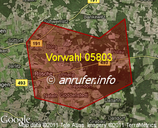 Vorwahlkarte 05803 – Rosche