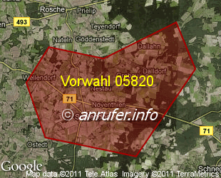 Vorwahlkarte 05820 – Suhlendorf