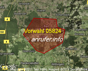 Vorwahlkarte 05824 – Bad Bodenteich