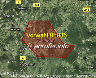 Vorwahlkarte 05835 – Wahrenholz