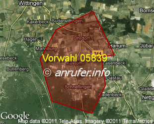 Vorwahlkarte 05839 – Wittingen-Ohrdorf