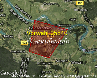 Vorwahlkarte 05840 – Schnackenburg