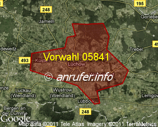 Vorwahlkarte 05841 – Lüchow Wendland