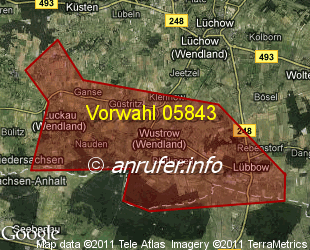 Vorwahlkarte 05843 – Wustrow