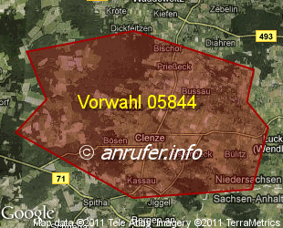 Vorwahlkarte 05844 – Clenze