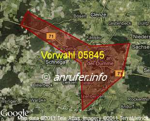 Vorwahlkarte 05845 – Bergen Dumme