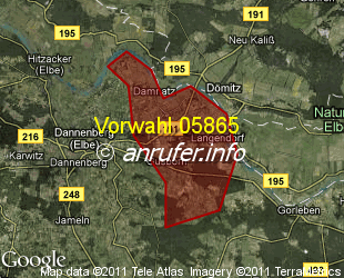 Vorwahlkarte 05865 – Gusborn