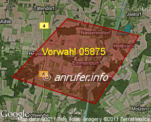 Vorwahlkarte 05875 – Emmendorf