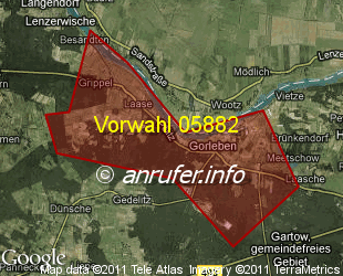 Vorwahlkarte 05882 – Gorleben