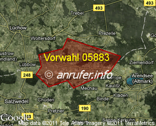 Vorwahlkarte 05883 – Lemgow