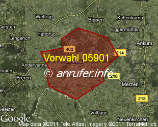 Vorwahlkarte 05901 – Fürstenau b Bramsche