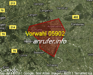 Vorwahlkarte 05902 – Freren