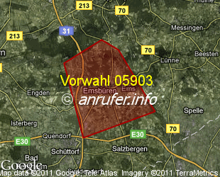 Vorwahlkarte 05903 – Emsbüren