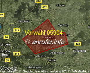Vorwahlkarte 05904 – Lengerich Emsl