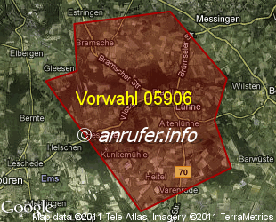 Vorwahlkarte 05906 – Lünne