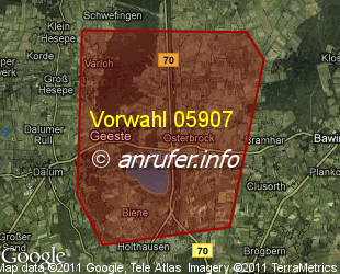 Vorwahlkarte 05907 – Geeste