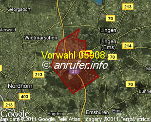 Vorwahlkarte 05908 – Wietmarschen-Lohne