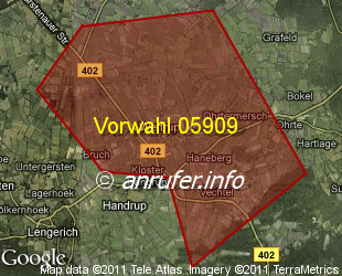 Vorwahlkarte 05909 – Wettrup