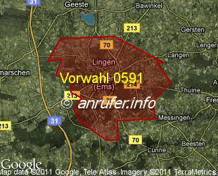 Vorwahlkarte 0591 – Lingen (Ems)