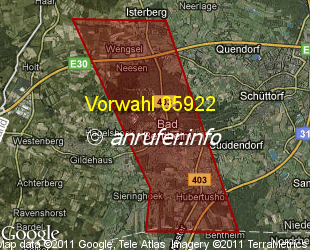 Vorwahlkarte 05922 – Bad Bentheim