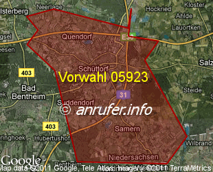 Vorwahlkarte 05923 – Schüttorf