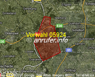 Vorwahlkarte 05924 – Bad Bentheim-Gildehaus