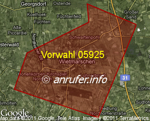 Vorwahlkarte 05925 – Wietmarschen