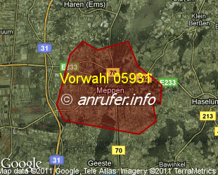 Vorwahlkarte 05931 – Meppen