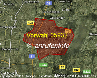 Vorwahlkarte 05932 – Haren Ems