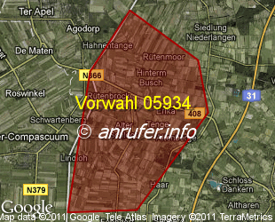 Vorwahlkarte 05934 – Haren-Rütenbrock