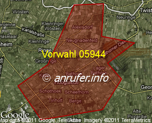 Vorwahlkarte 05944 – Hoogstede