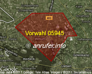 Vorwahlkarte 05945 – Wilsum