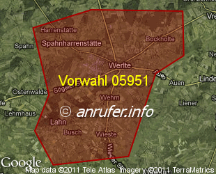 Vorwahlkarte 05951 – Werlte