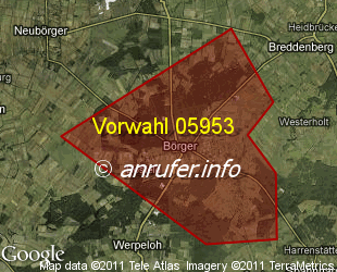 Vorwahlkarte 05953 – Börger