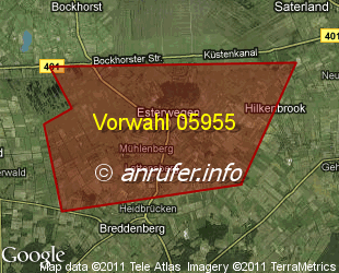 Vorwahlkarte 05955 – Esterwegen
